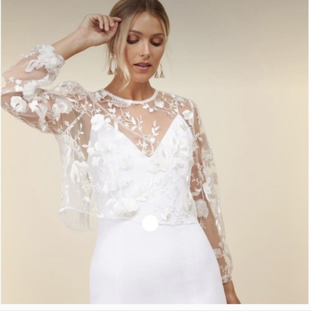 Park & Fifth White Floral Sheer Top